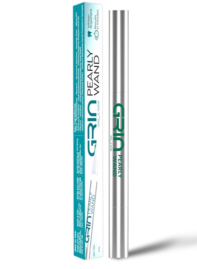GRIN Pearly Wand Teeth Whitening Pen-2ml | Instant Whitening Gel Pen for White Smile | Whiter Teeth Enamel Safe, Fresh Breath, Removes Stains from Coffee Tea Wine Pan Masala Gutka Tobacco - Image 1